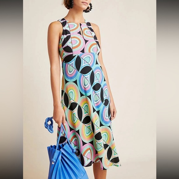 Anthropologie Multicolor Kenzie Sleeveless Midi Asymmetrical Flowy Dress 12 - Picture 12 of 12